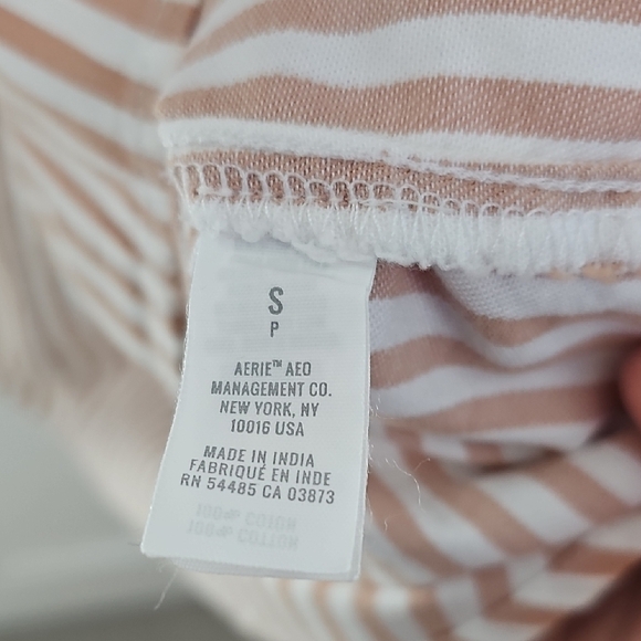 Aerie Striped Button Down Shirt - Pink and White Size S/P - Picture 3 of 7